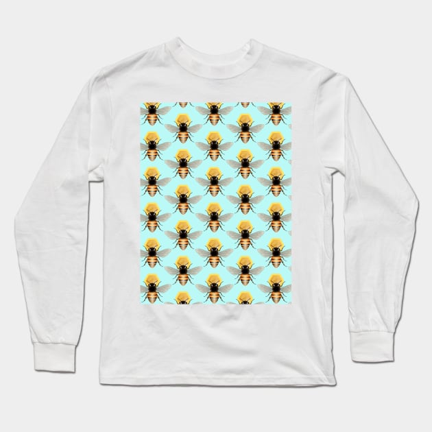 Honey Bees Pattern Long Sleeve T-Shirt by Designoholic